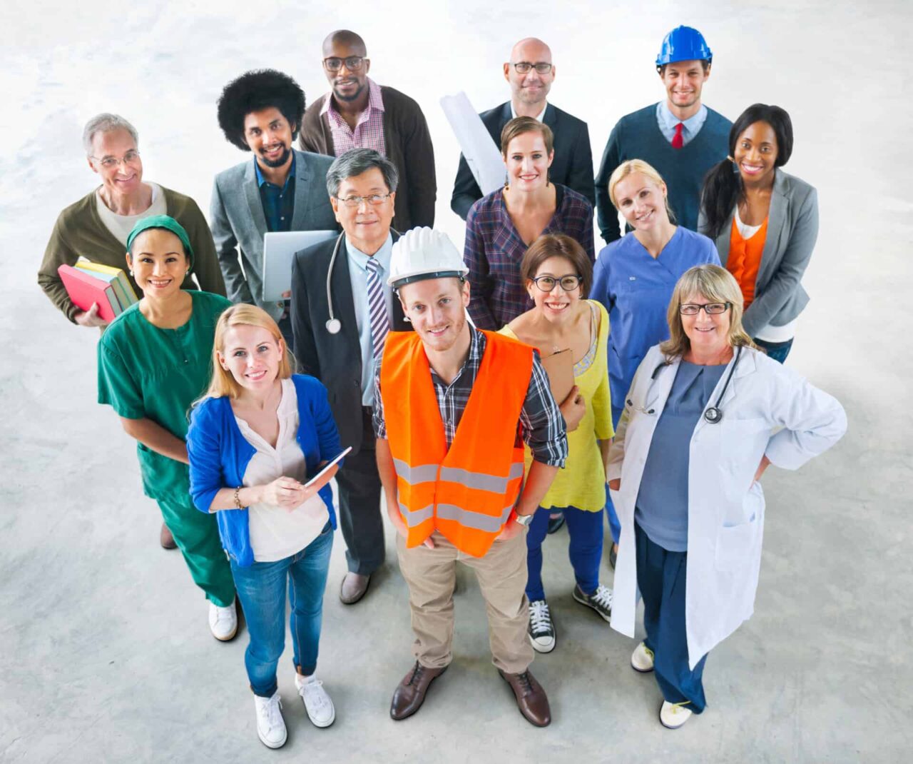 Diverse group of professionals representing various industries, illustrating market expansion and growth relationships.